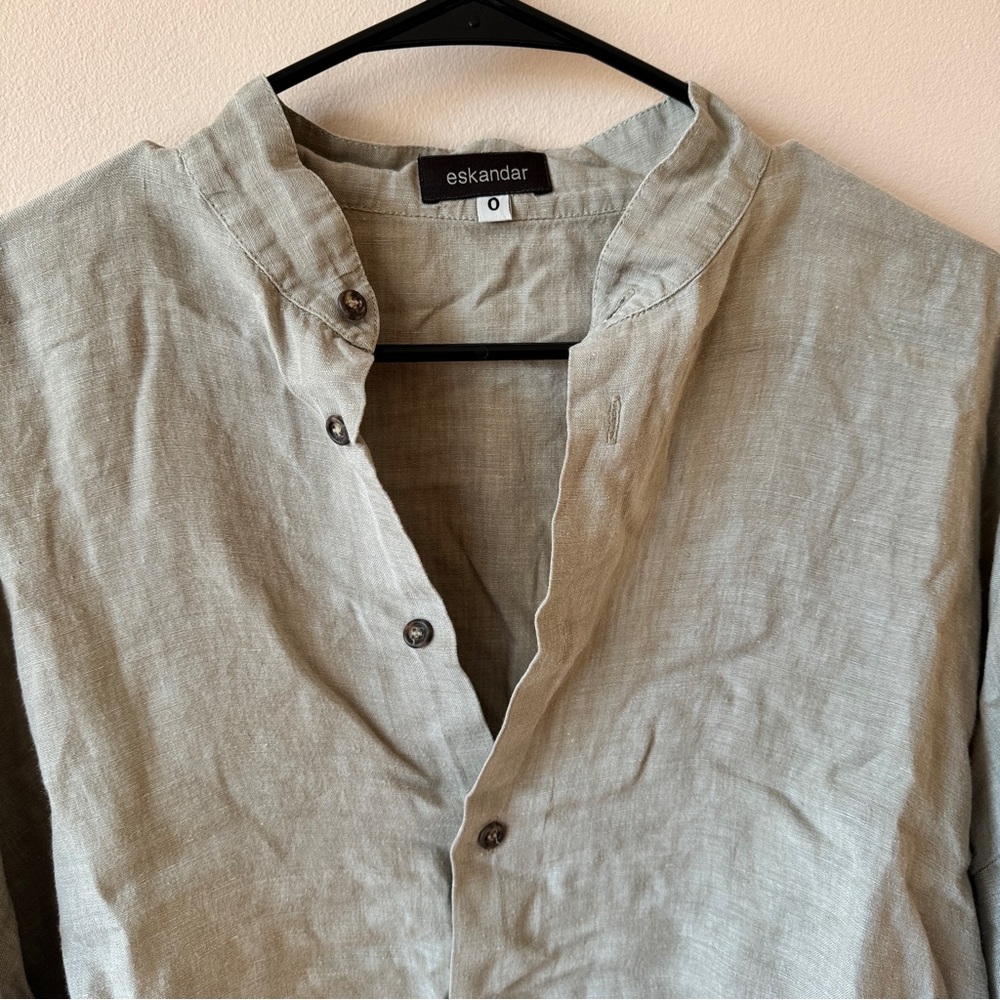 Eskandar Linen Lagenlook Button Down Oversized Blouse Top - Picture 2 of 7